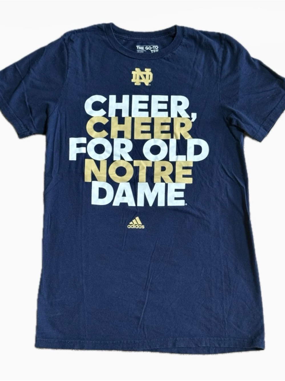adidas Navy T-Shirt with Gold and White Cheer Graphic